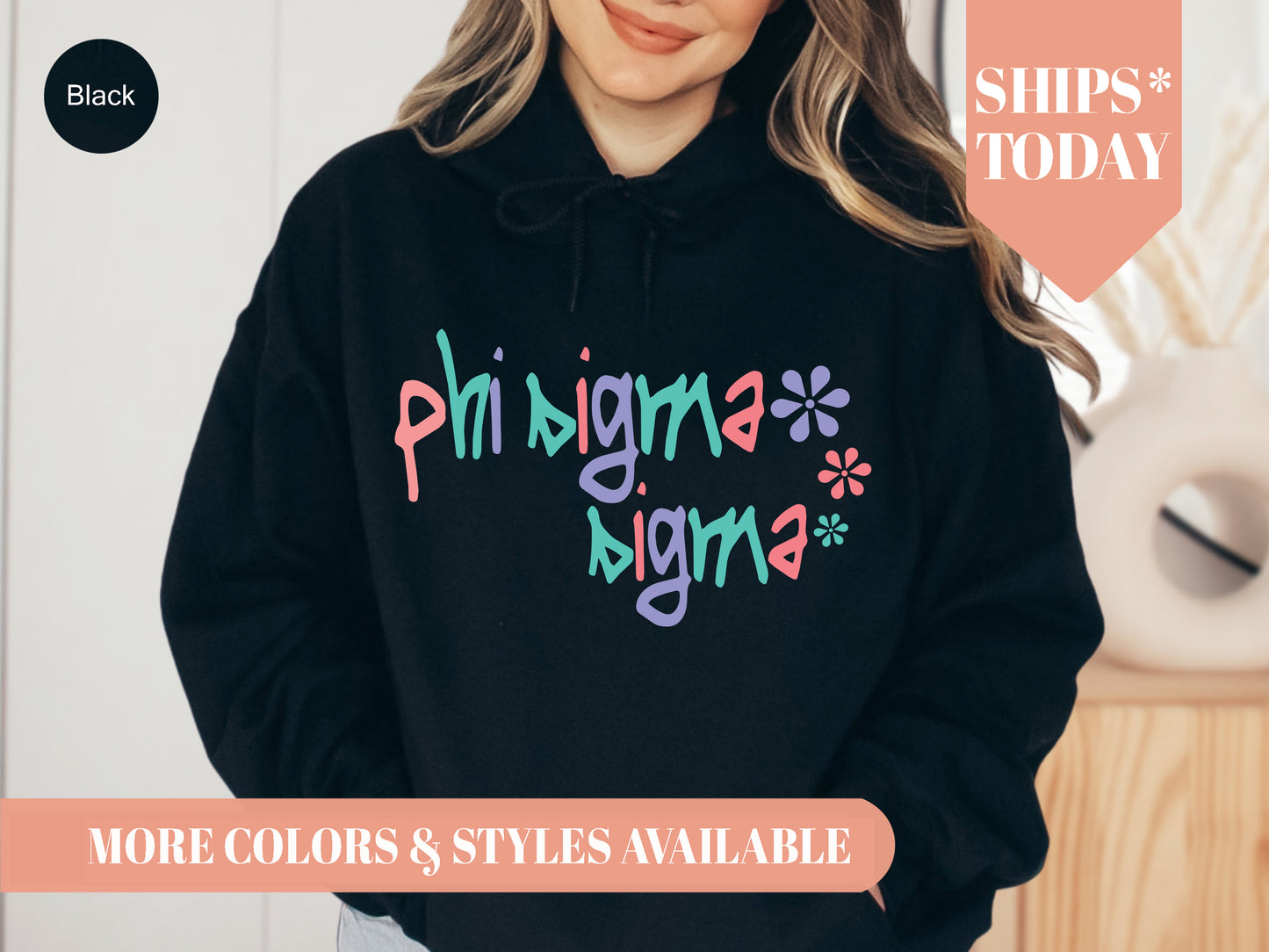 Phi Sigma Sigma Colorful Floral Sorority Hoodie _ 2622g