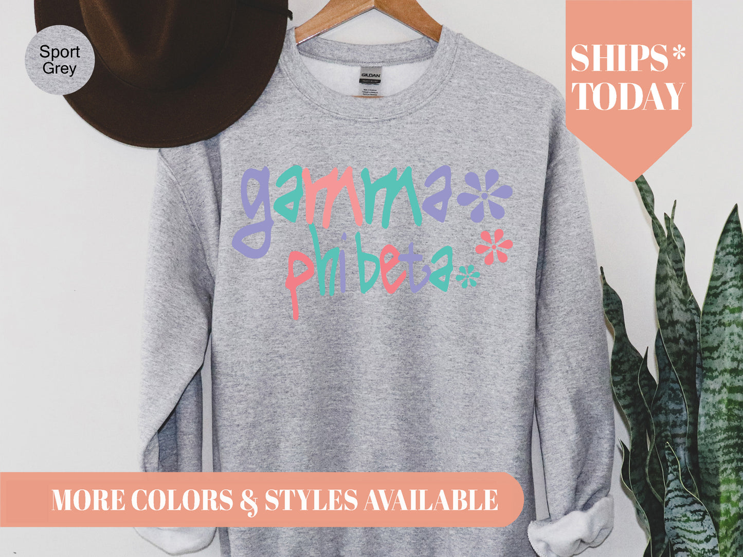 Gamma Phi Beta Colorful Floral Sorority Sweatshirt _ 2617g