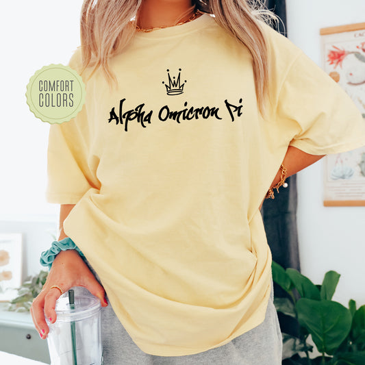 Alpha Omicron Pi Queen Comfort Colors Sorority T-shirt _ 2452g