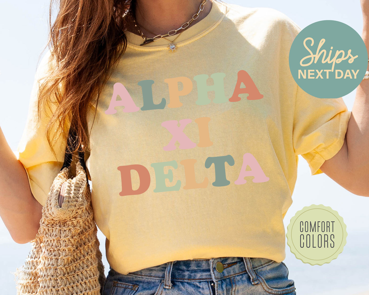 Alpha Xi Delta Bright and Proud Comfort Colors Sorority T-shirt _ 422g