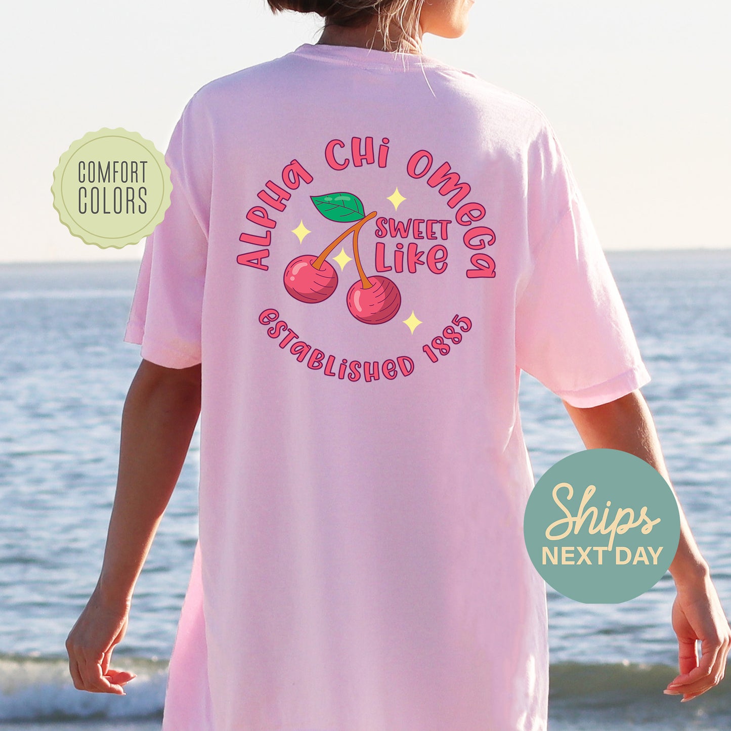 Alpha Chi Omega Sweet Like Cherry Comfort Colors Sorority T-shirt _ 32029g