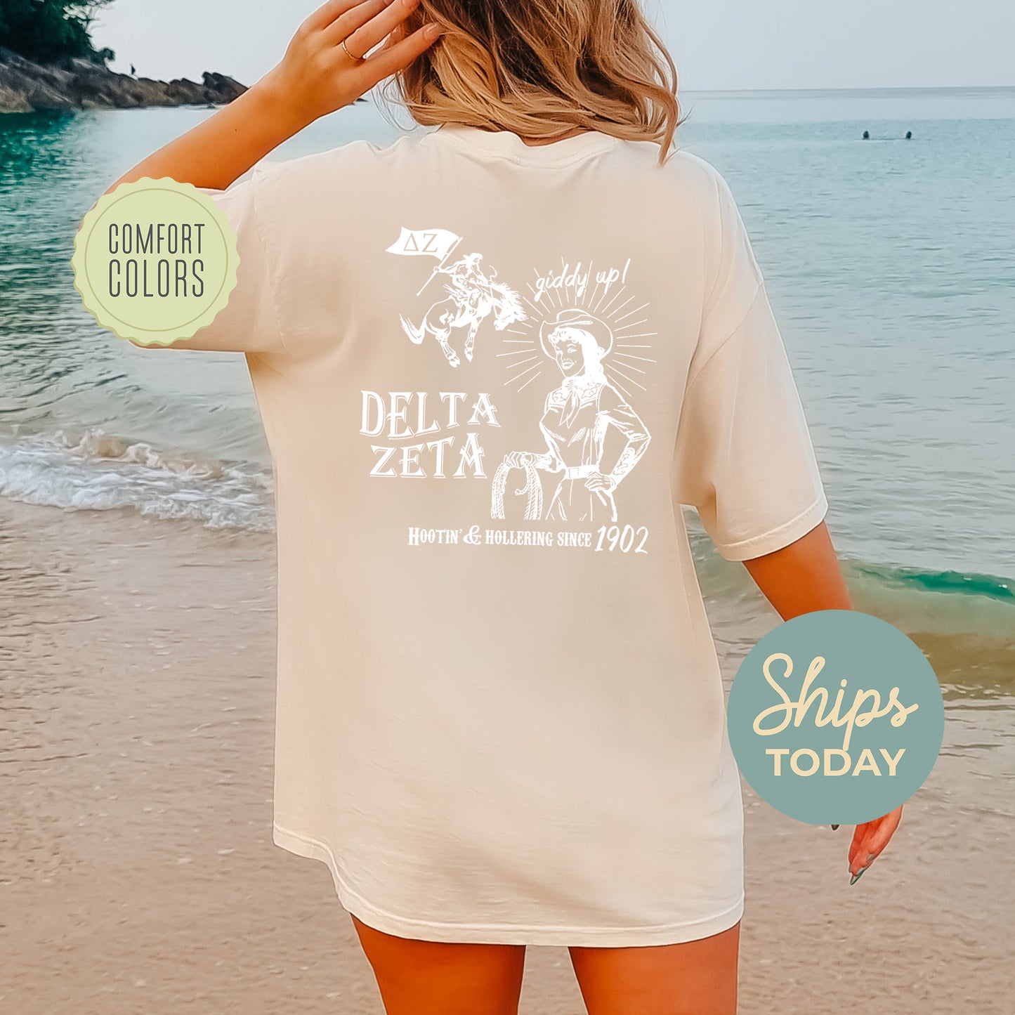 Delta Zeta Howdy Cowgirl Comfort Colors Sorority T-shirt _ 35372g