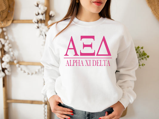 Alpha Xi Delta Loud Letters Sorority Sweatshirt _ 474g