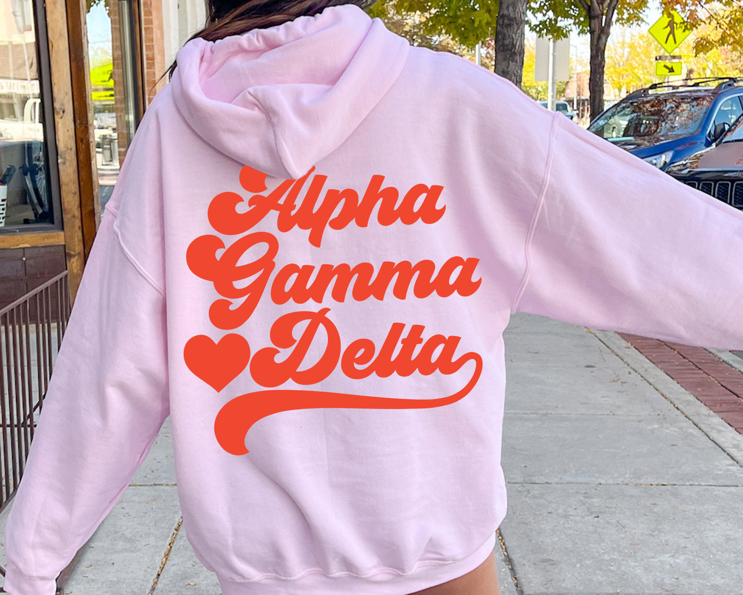 Alpha Gamma Delta Red Heart Sorority Hoodie _ 33349g