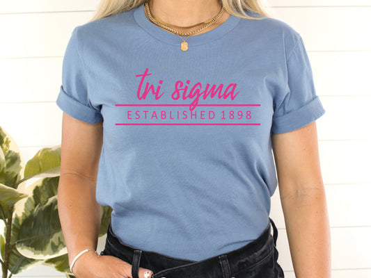 Sigma Sigma Sigma All Pink Sorority T-shirt _  775g