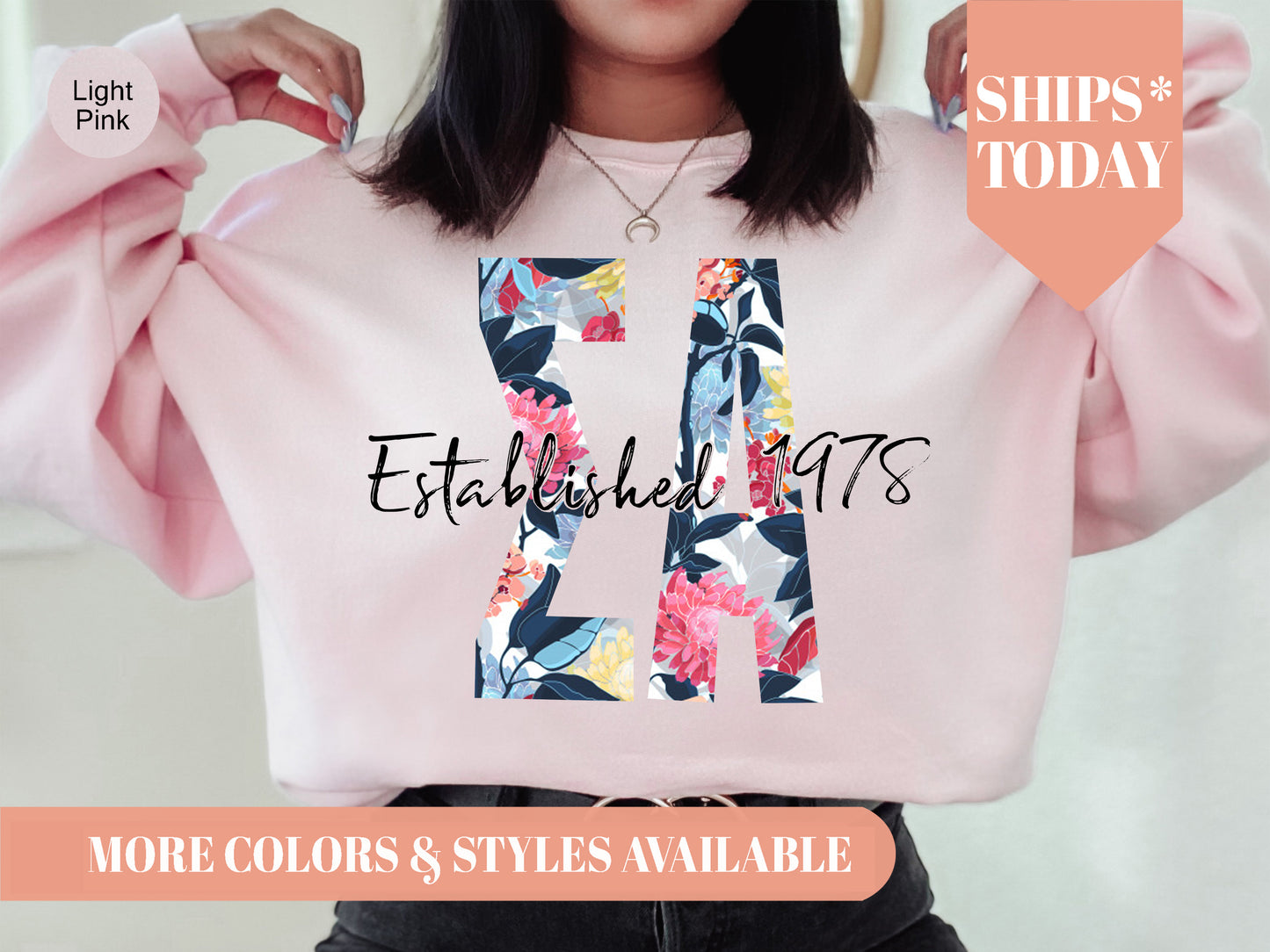 Sigma Alpha Floral Block Sorority Sweatshirt _ 3519g