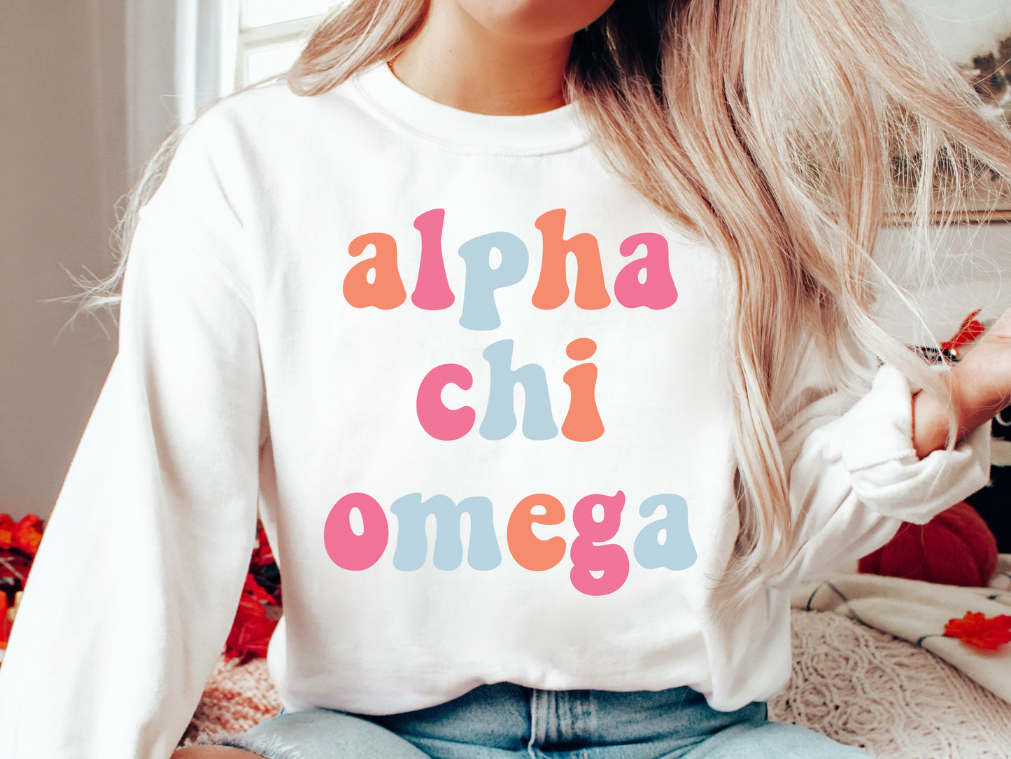 Alpha Chi Omega Vividly Vibrant Sorority Sweatshirt _ 3149g
