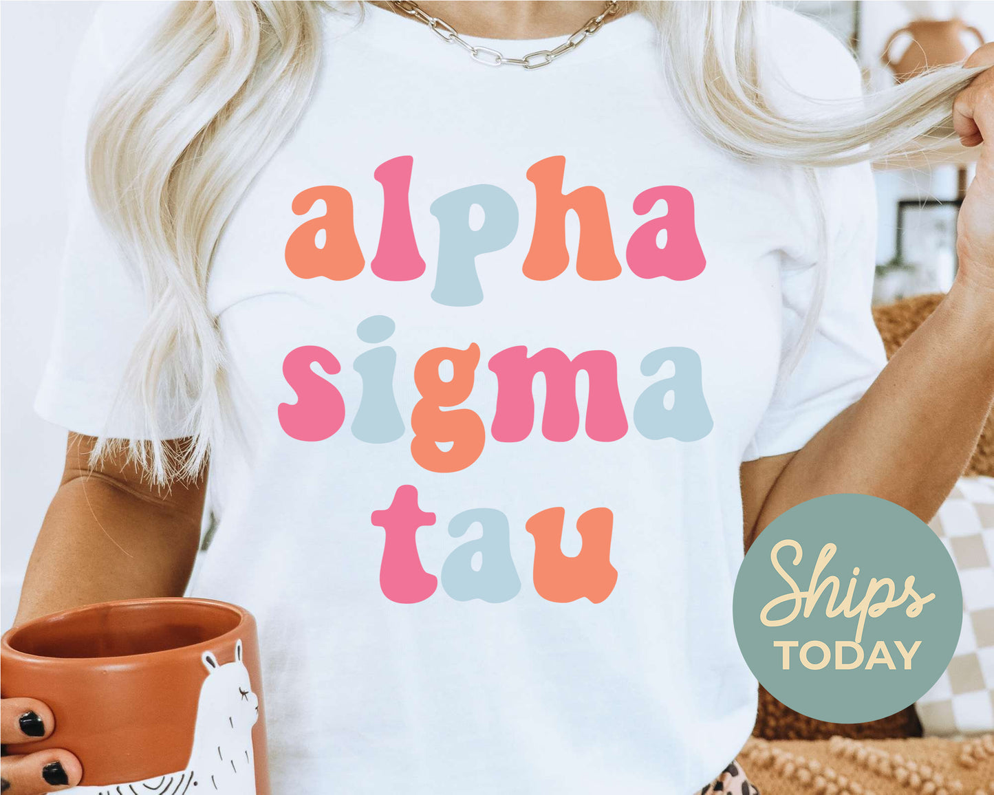 Alpha Sigma Tau Vividly Vibrant Sorority T-shirt _ 3156g