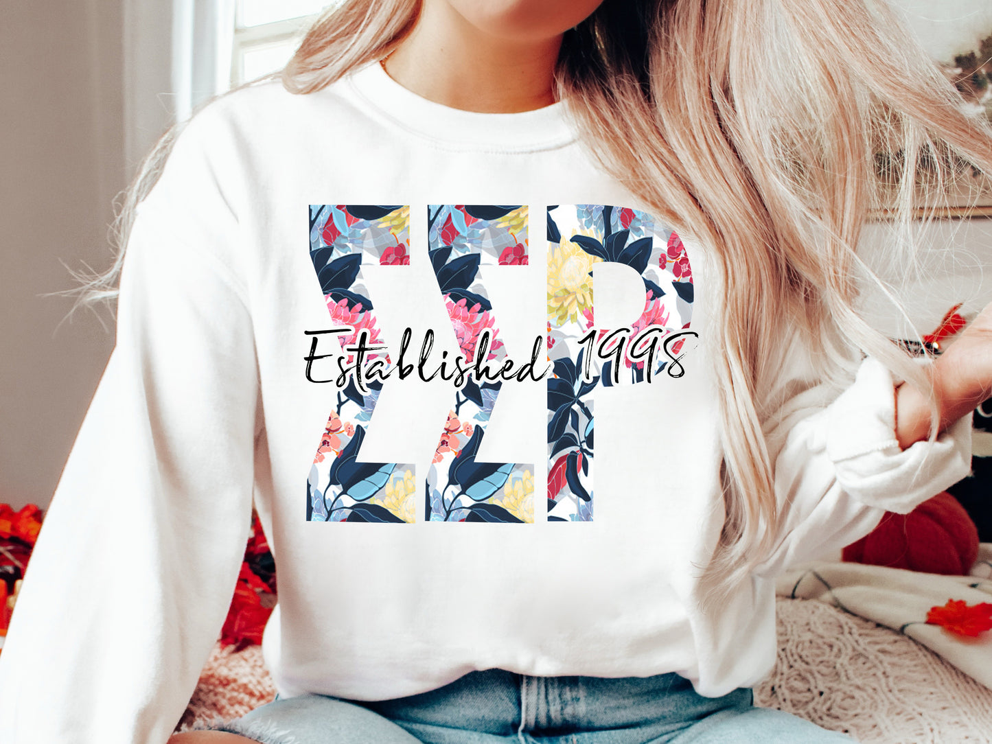 Sigma Sigma Rho Floral Block Sorority Sweatshirt _ 3521g