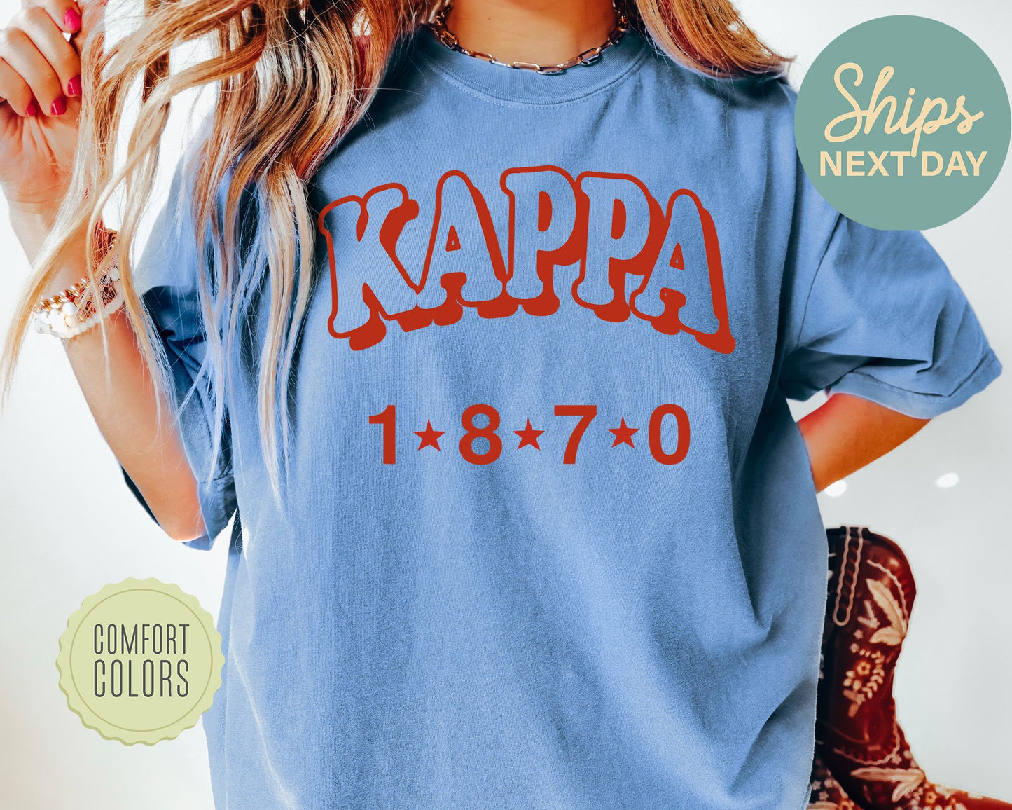 Kappa Kappa Gamma Red Arch Comfort Colors Sorority T-shirt _ 379g