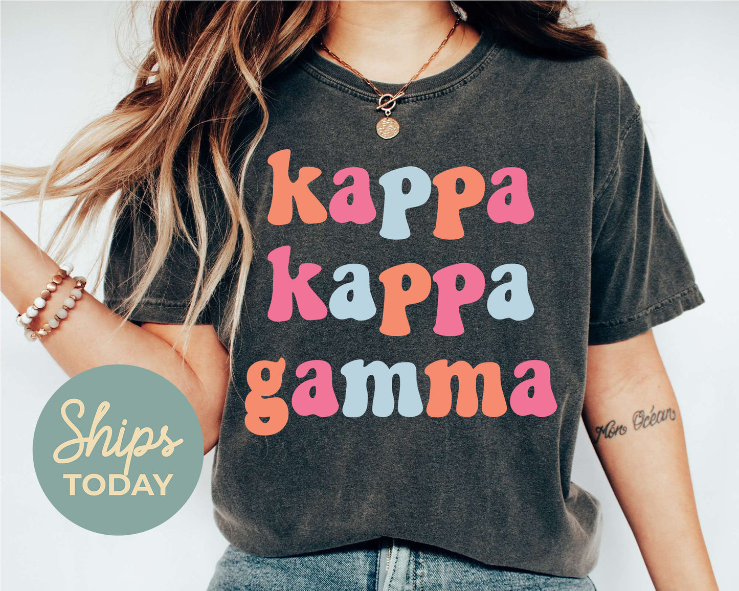 Kappa Kappa Gamma Vividly Vibrant Sorority T-shirt _ 3166g