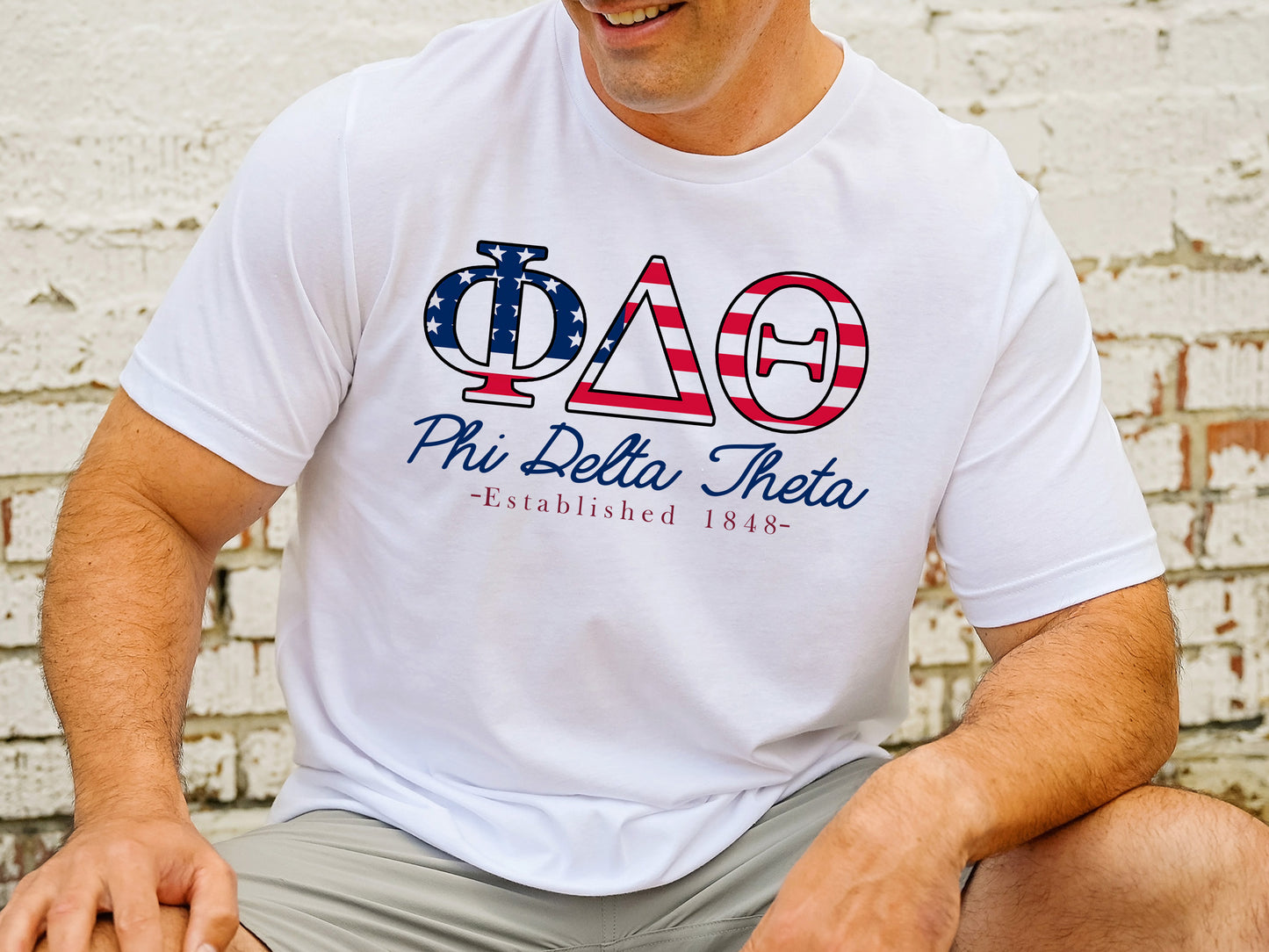 Phi Delta Theta American Flag Letters Fraternity T-shirt _ 1169g