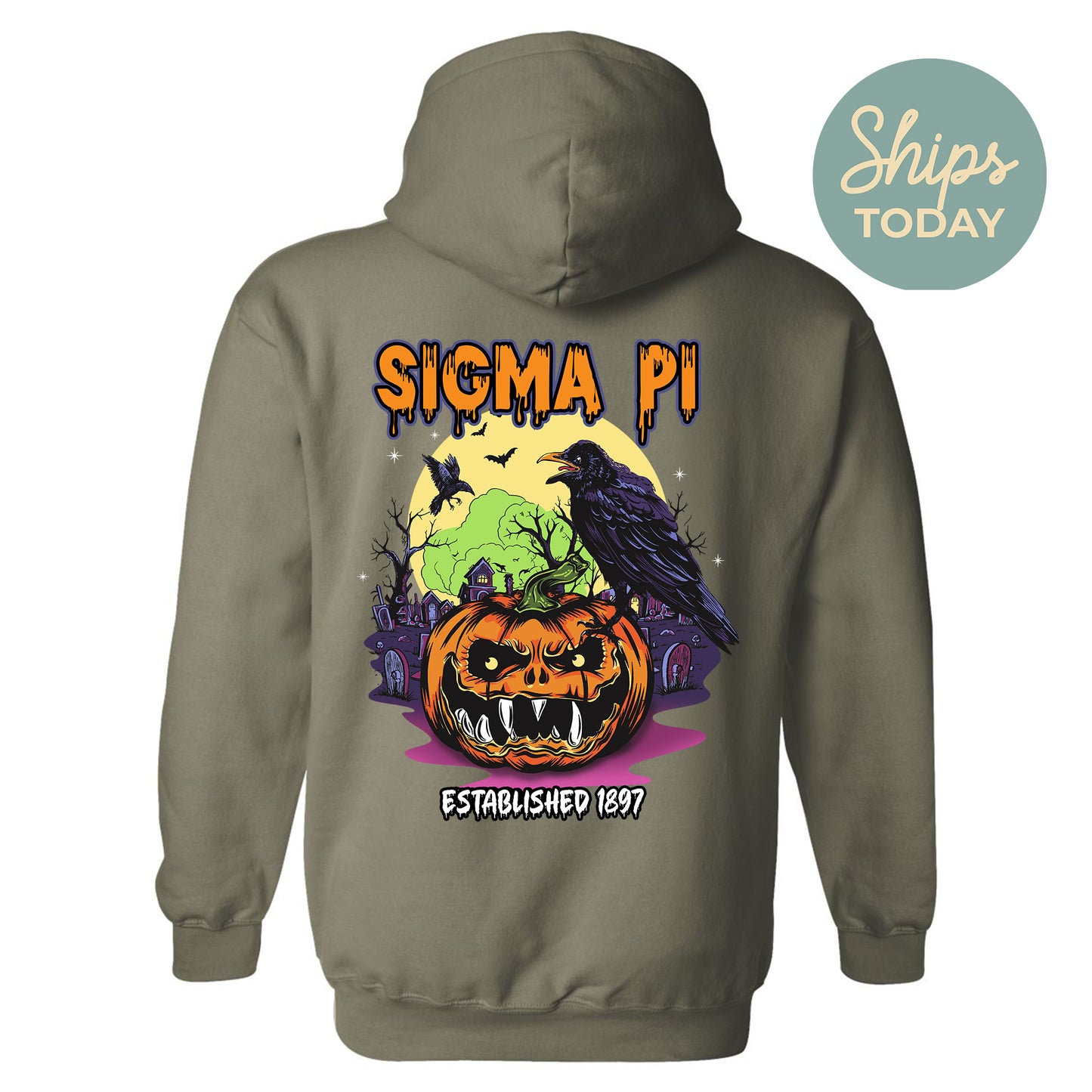 Sigma Pi Halloween Bats Fraternity Hoodie _ 36277g