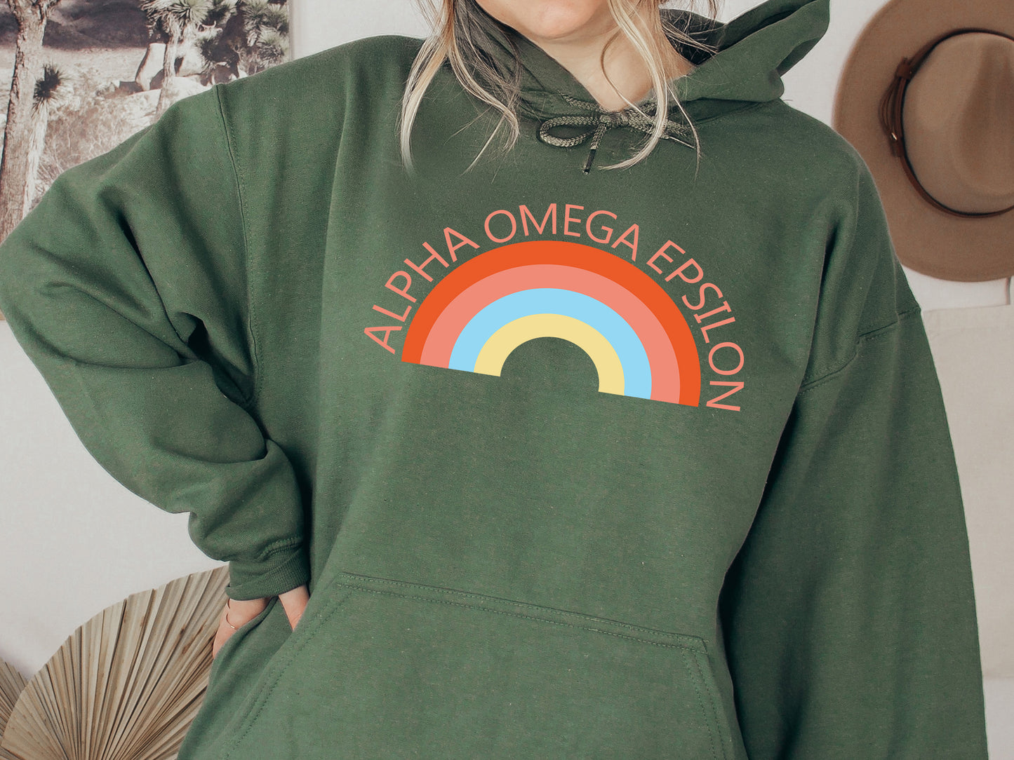 Alpha Omega Epsilon Colorful Rainbow Sorority Hoodie _ 3455g