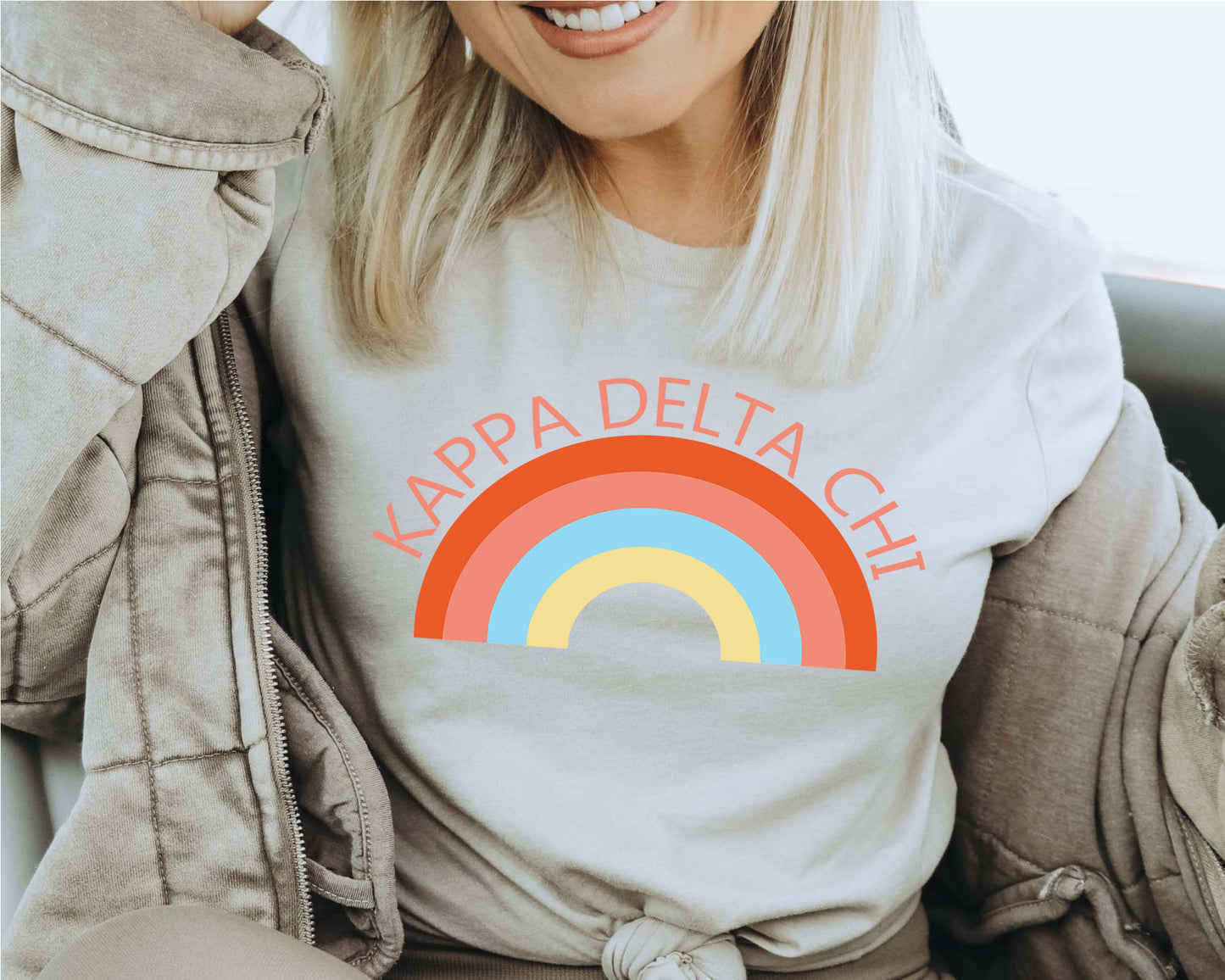 Kappa Delta Chi Colorful Rainbow Sorority T-shirt _ 3458g