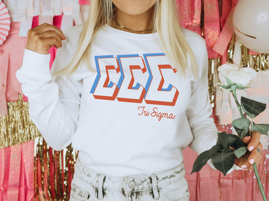 Sigma Sigma Sigma American Colored Sorority Long Sleeve T-shirt _ 49g