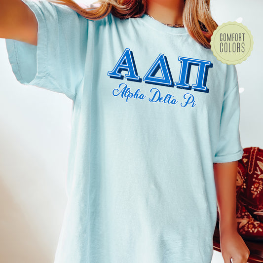 Alpha Delta Pi Greek Colors Comfort Colors Sorority T-shirt _ 36070g