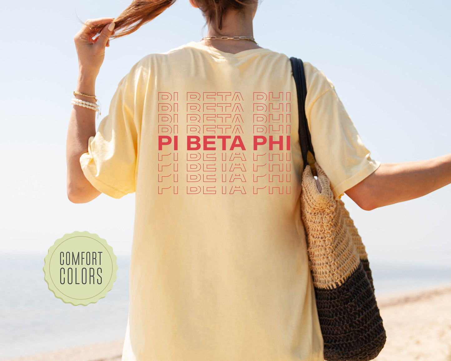 Pi Beta Phi Repeating Name Comfort Colors Sorority T-shirt _ 33018g