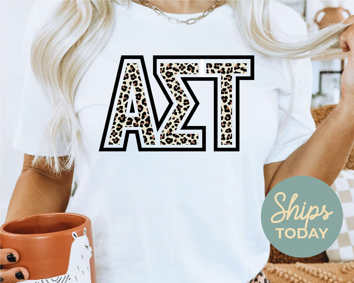 Alpha Sigma Tau Safari Style Letters Sorority T-shirt _ 30442g