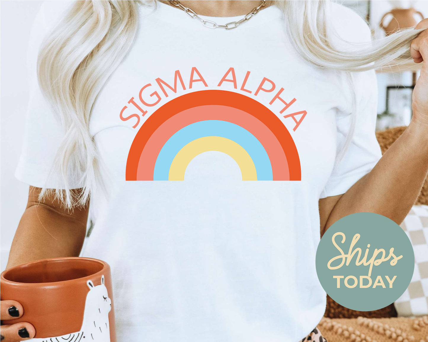 Sigma Alpha Colorful Rainbow Sorority T-shirt _ 3463g