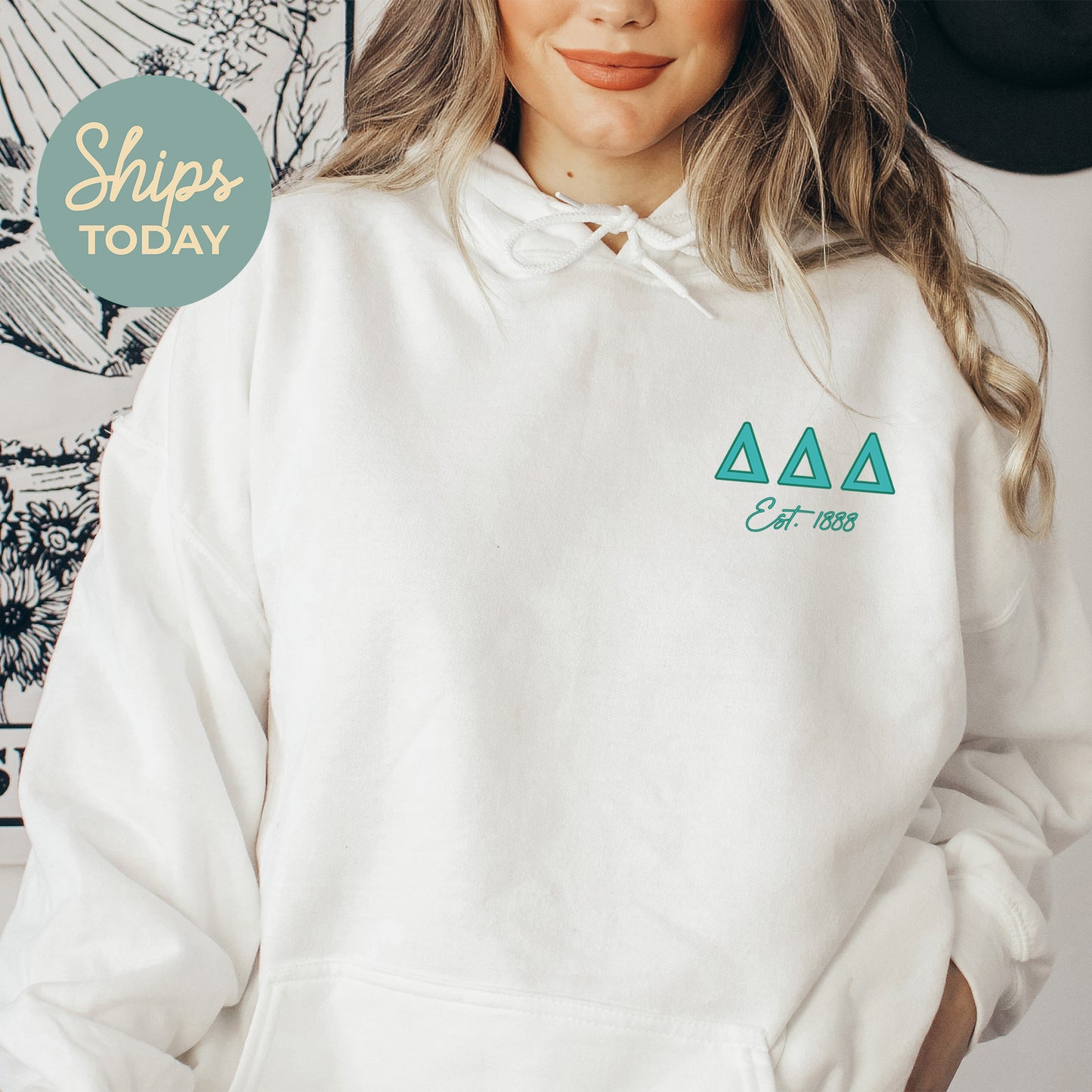 Delta Delta Delta Letter Cuts Sorority Hoodie _ 35897g