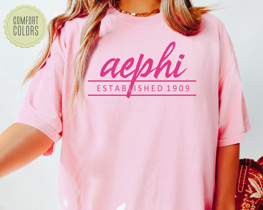 Alpha Epsilon Phi All Pink Comfort Colors Sorority T-shirt _ 754g