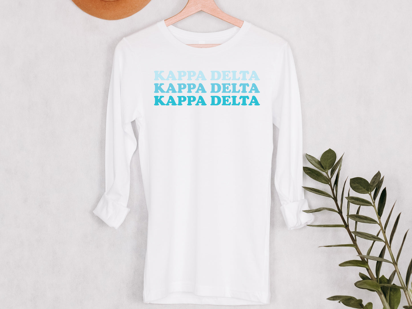 Kappa Delta Touch of Blue Sorority Long Sleeve T-shirt _ 2593g