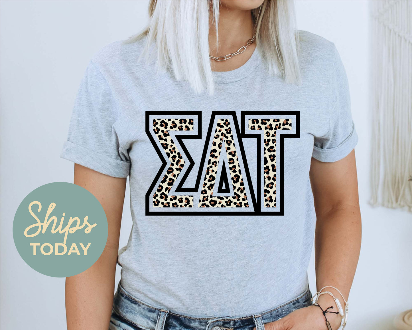 Sigma Delta Tau Safari Style Letters Sorority T-shirt _ 30456g