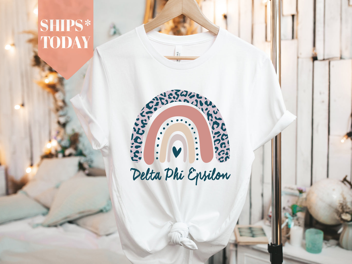Delta Phi Epsilon Greek Rainbow Sorority T-shirt _ 2745g