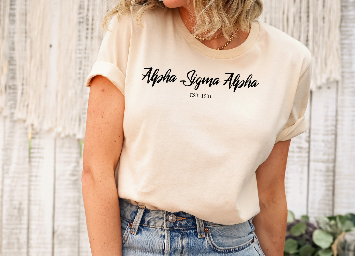 Alpha Sigma Alpha Black Flowy Sorority T-shirt _ 83g