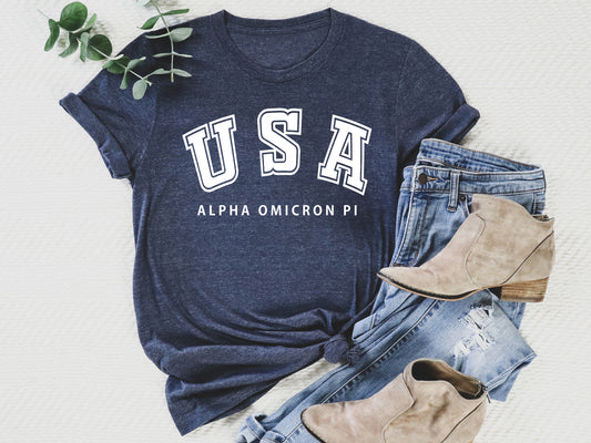 Alpha Omicron Pi Proud American Sorority T-shirt _ 2295g