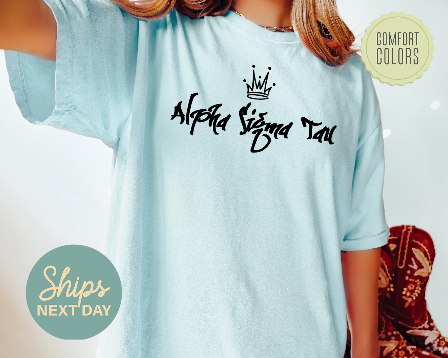 Alpha Sigma Tau Queen Comfort Colors Sorority T-shirt _ 2455g