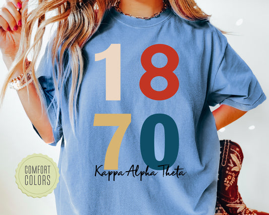 Kappa Alpha Theta Colorful and Trendy Comfort Colors Sorority T-shirt _ 196g