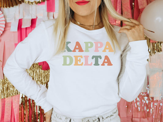 Kappa Delta Bright and Proud Sorority Long Sleeve T-shirt _ 430g