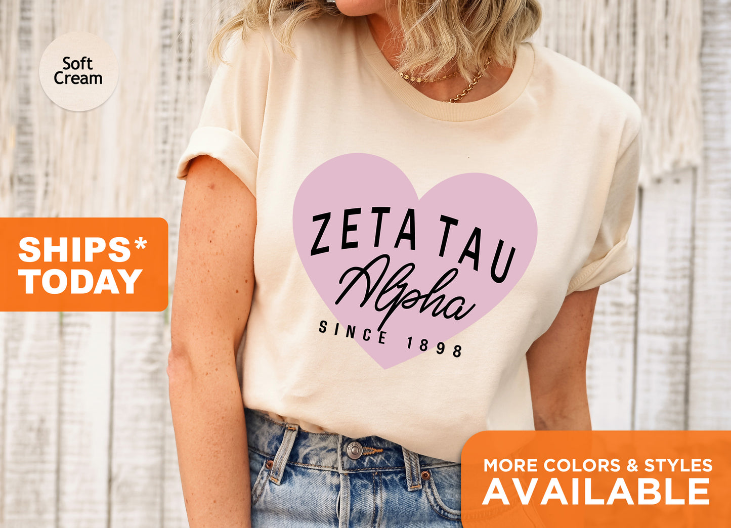 Zeta Tau Alpha Pretty in Pink Sorority T-shirt _ 465g