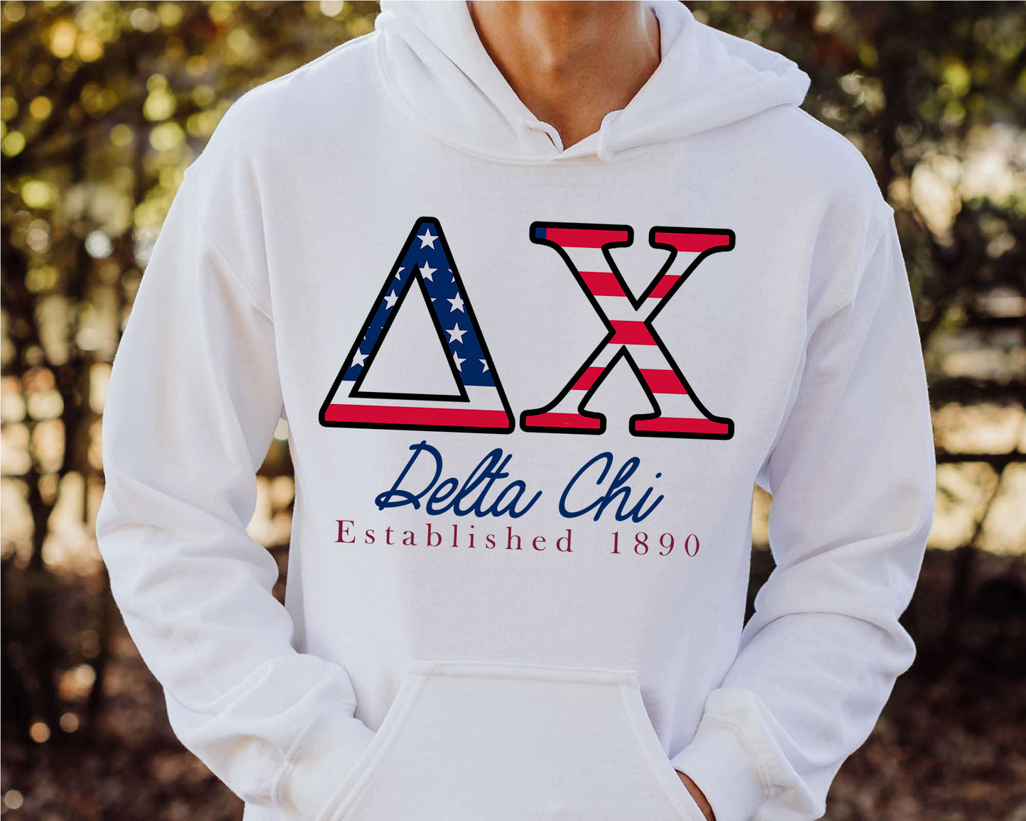 Delta Chi American Flag Letters Fraternity Hoodie _ 1161g