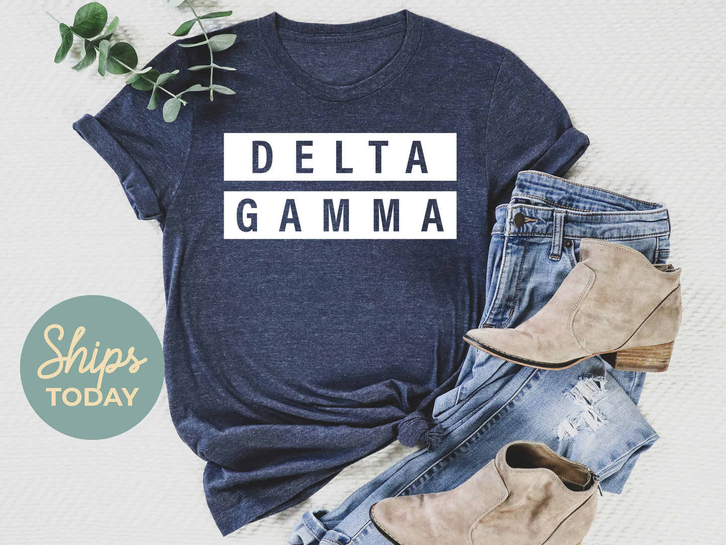 Delta Gamma Faded White Box Sorority T-shirt _ 3344g
