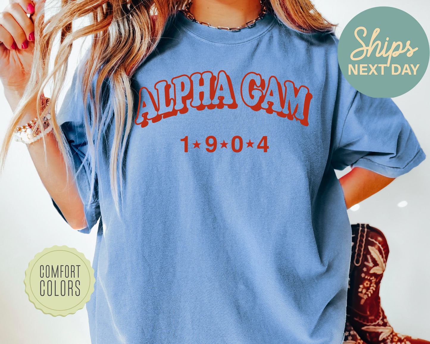 Alpha Gamma Delta Red Arch Comfort Colors Sorority T-shirt _ 365g