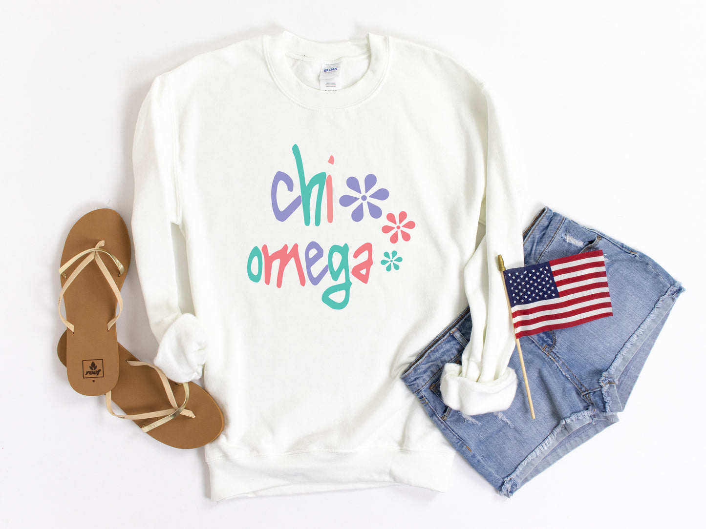 Chi Omega Colorful Floral Sorority Sweatshirt _ 2612g