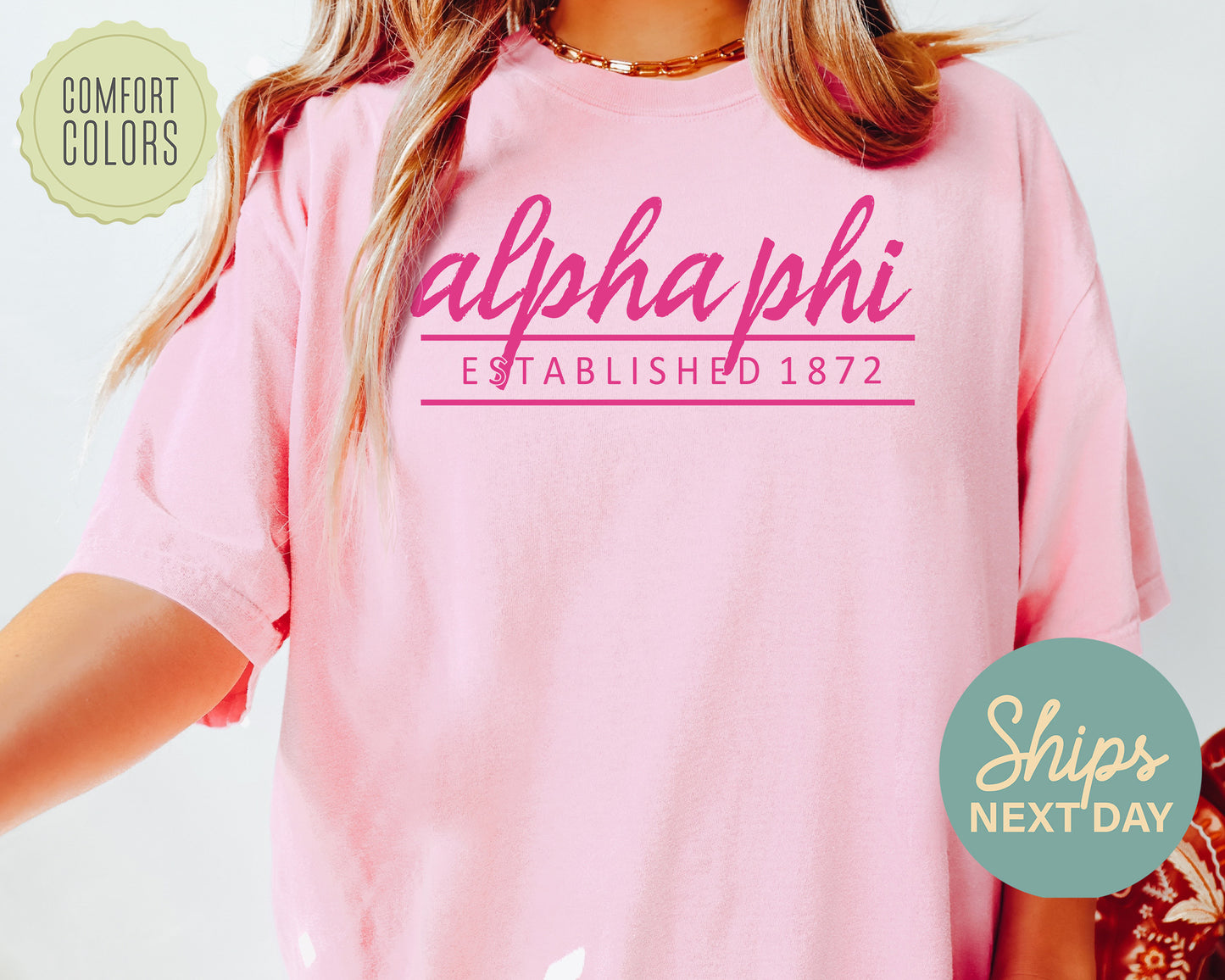Alpha Phi All Pink Comfort Colors Sorority T-shirt _ 757g