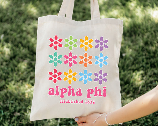 Alpha Phi Floral Bloom Sorority Tote Bag _ 34520g