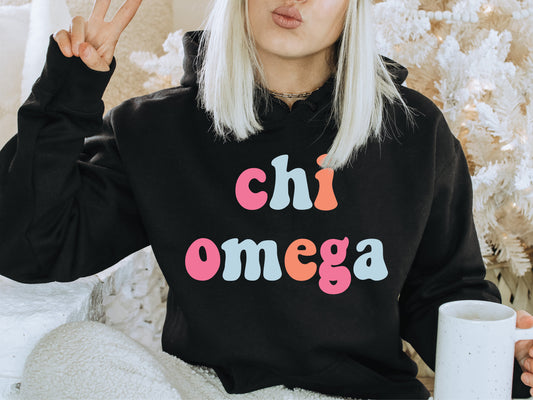 Chi Omega Vividly Vibrant Sorority Hoodie _ 3158g