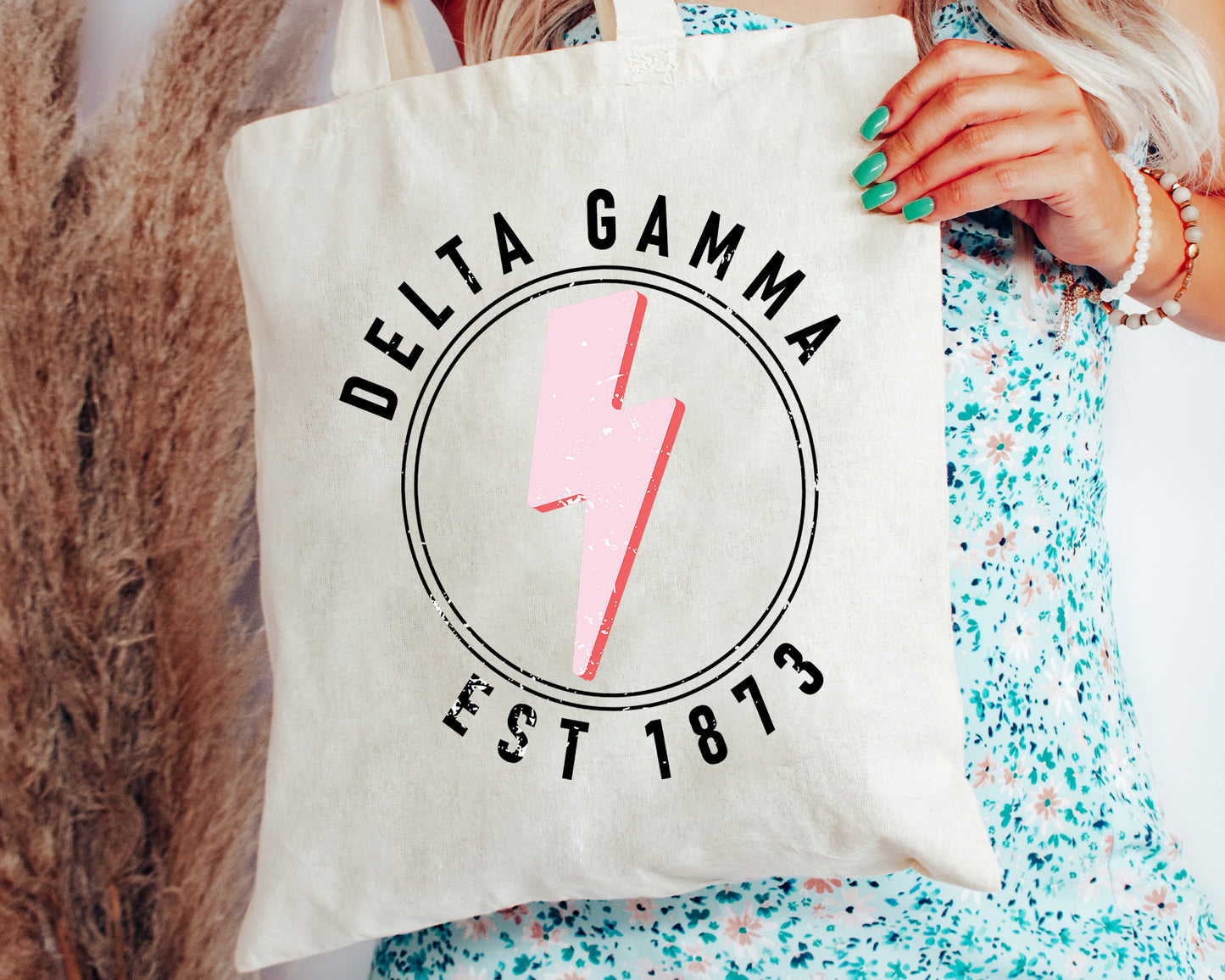 Delta Gamma Pinkish Strike Sorority Tote Bag _ 34371g