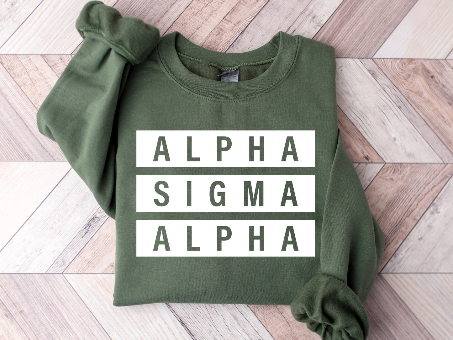 Alpha Sigma Alpha Faded White Box Sorority Sweatshirt _ 3339g