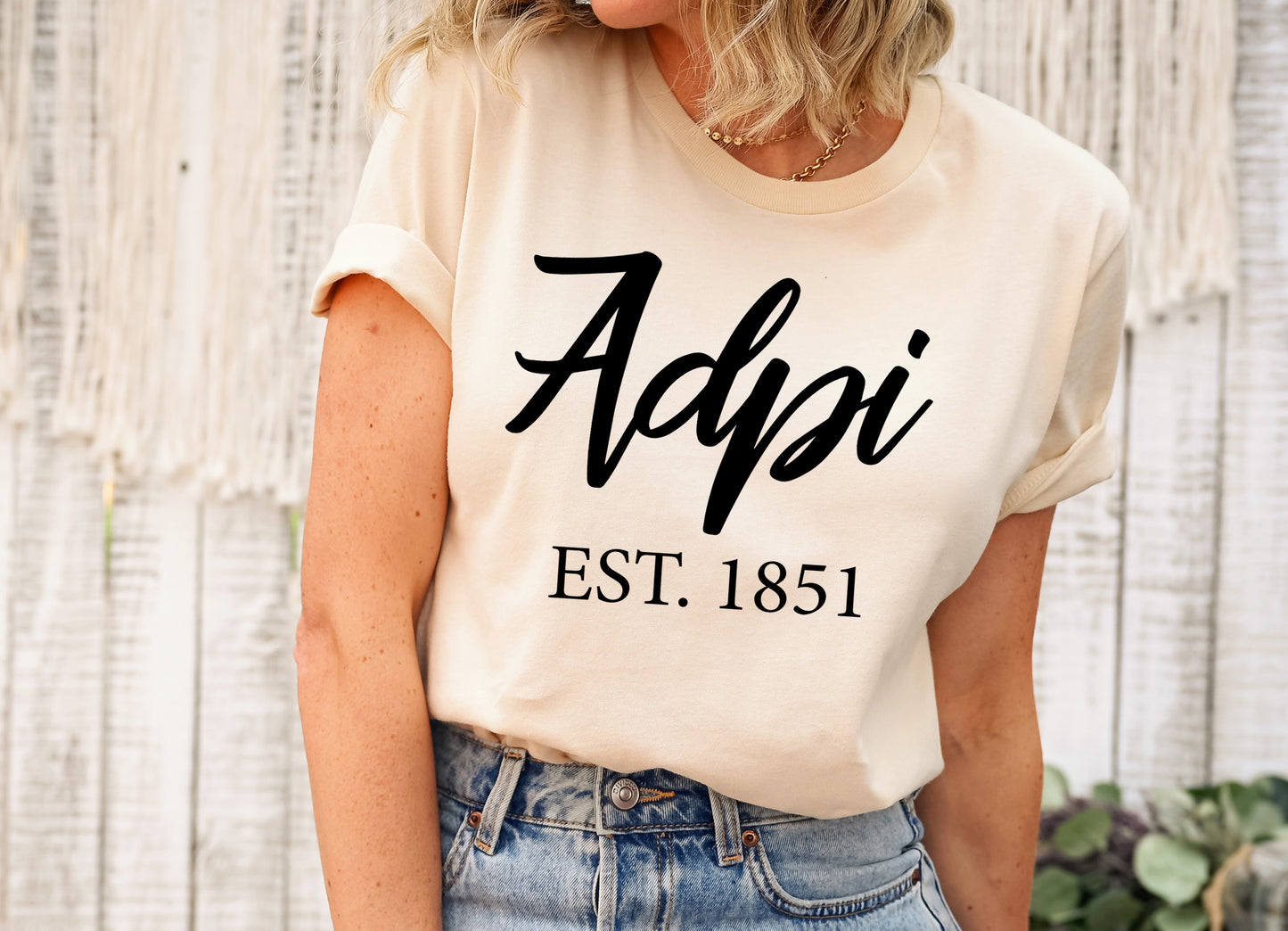 Alpha Delta Pi Black Flowy Sorority T-shirt _ 78g