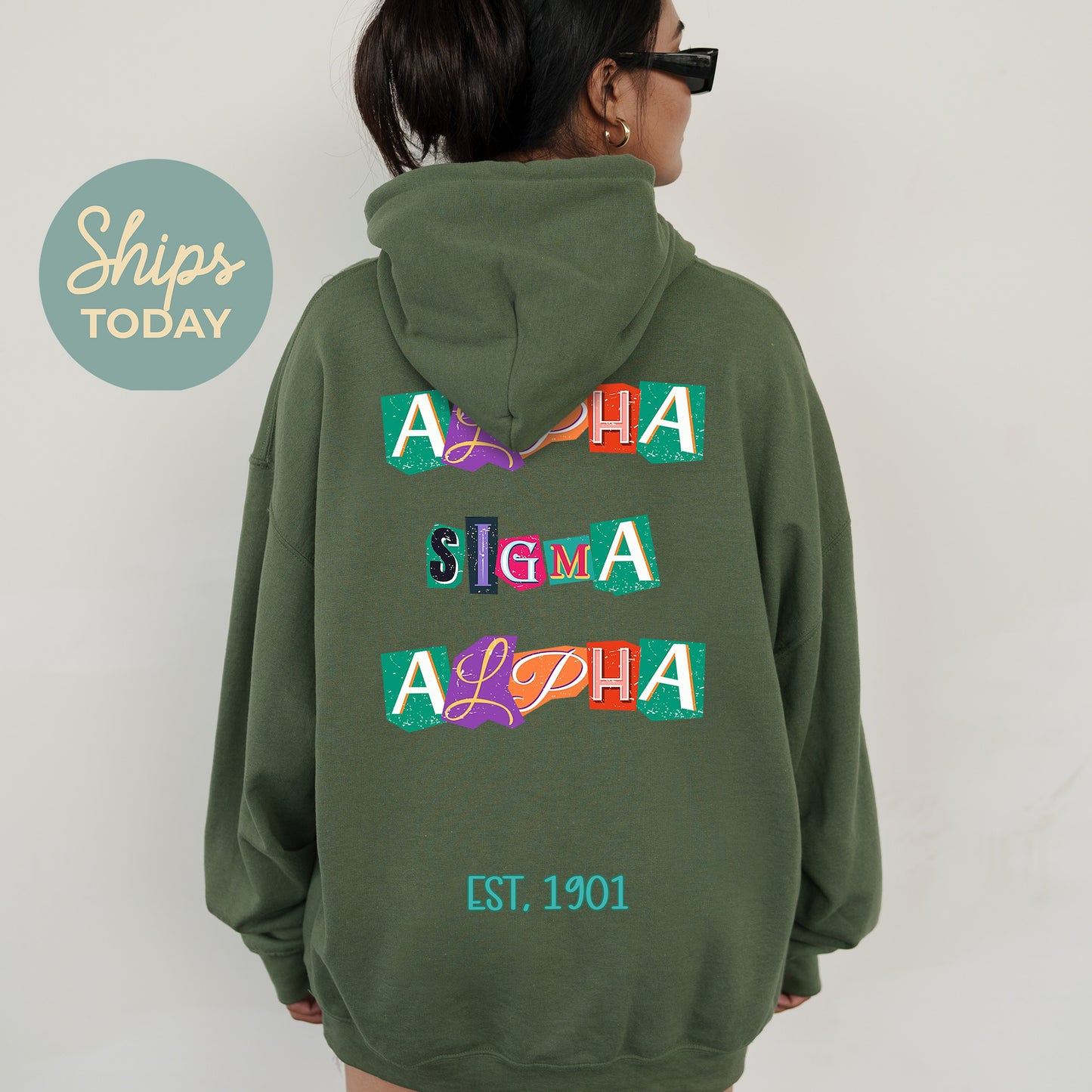 Alpha Sigma Alpha Letter Cuts Sorority Hoodie _ 35893g