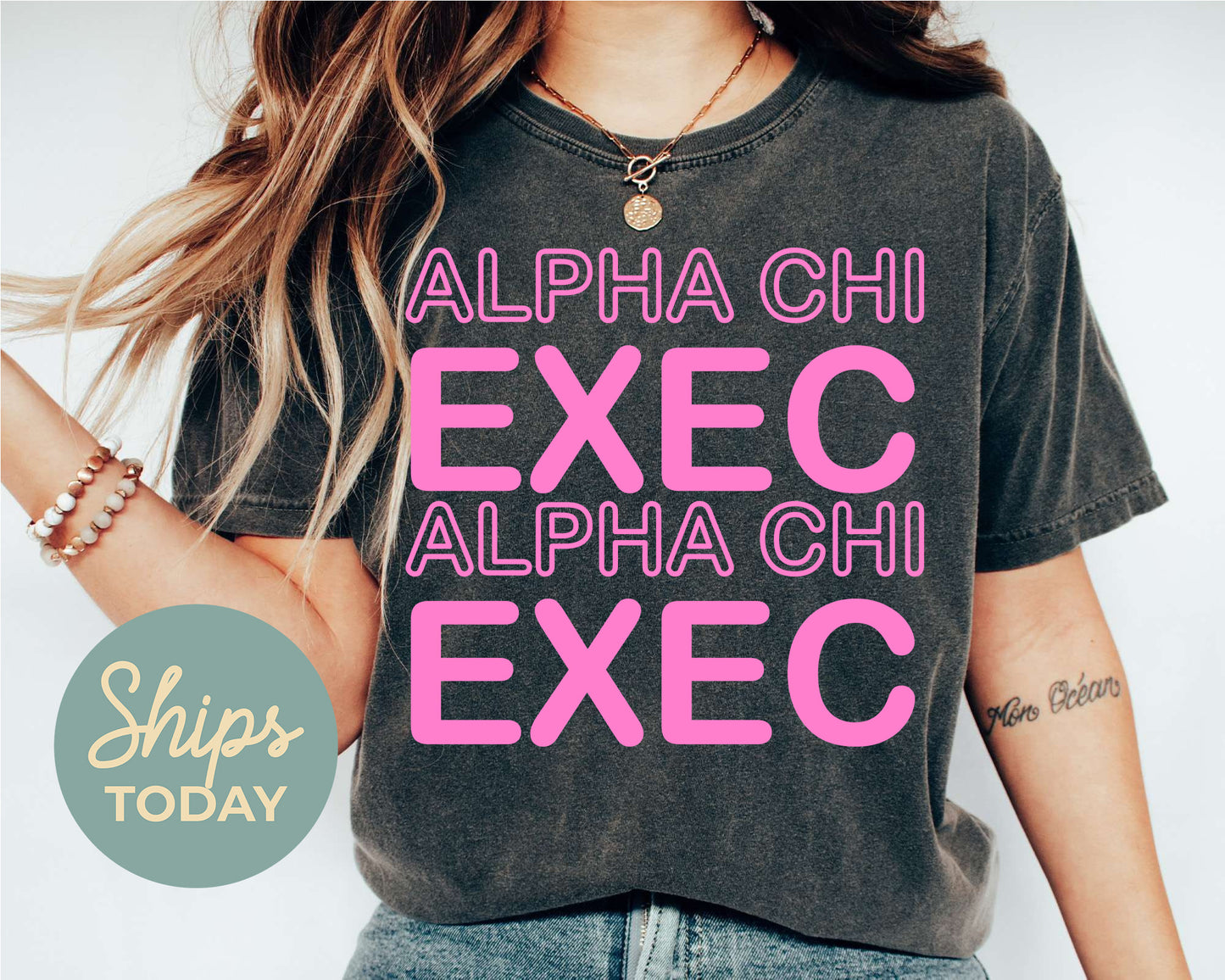 Alpha Chi Omega Executive Sisterhood Sorority T-shirt _ 30900g