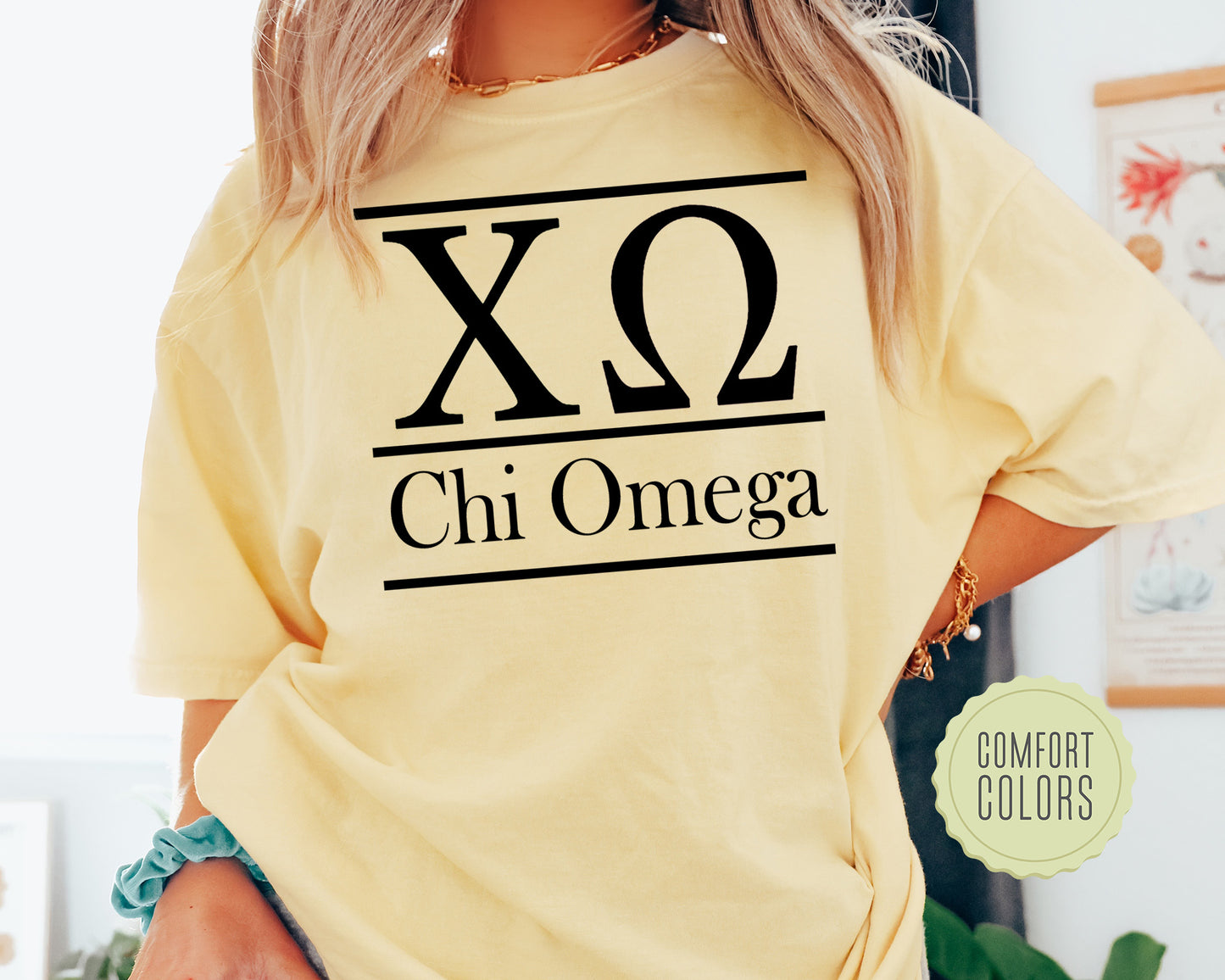 Chi Omega Bold Statement Comfort Colors Sorority T-shirt _ 293g