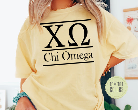 Chi Omega Bold Statement Comfort Colors Sorority T-shirt _ 293g