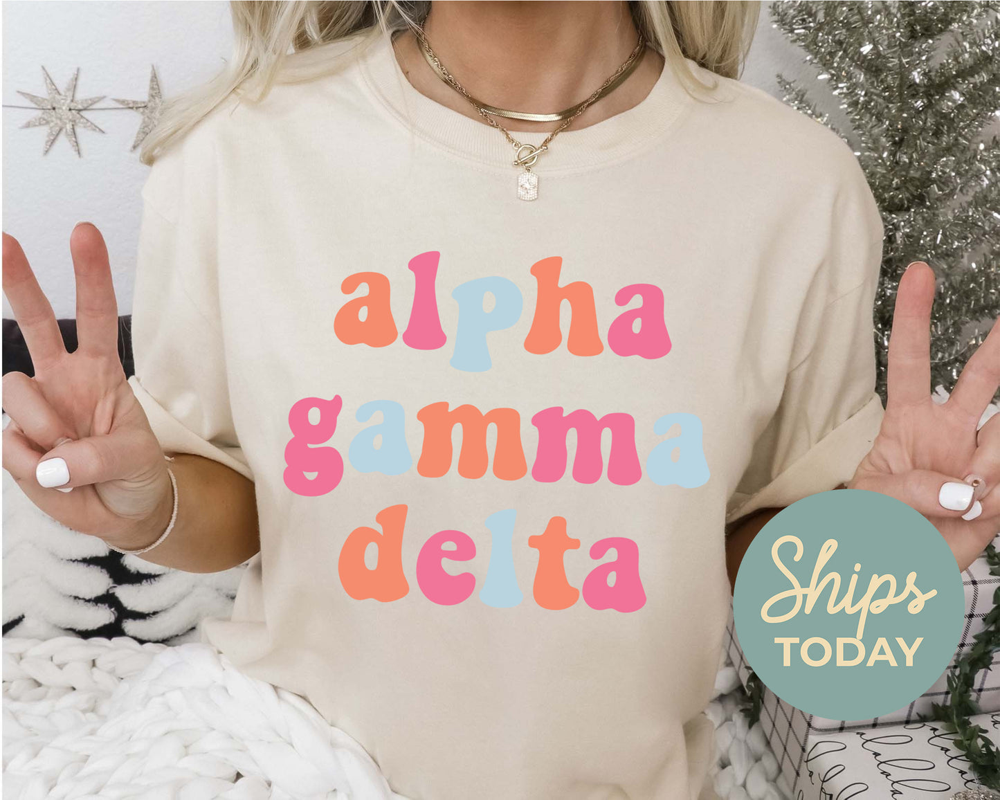Alpha Gamma Delta Vividly Vibrant Sorority T-shirt _ 3152g